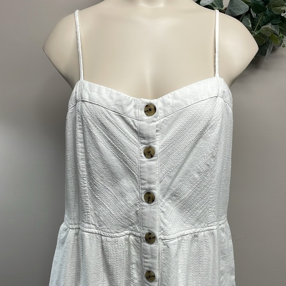 Universal Thread Button Front White Textured Linen Blend Sundress Pockets XL - Picture 2 of 16